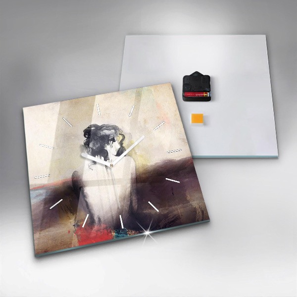 Szögletes fali üvegóra Egy nő absztrakt portréja