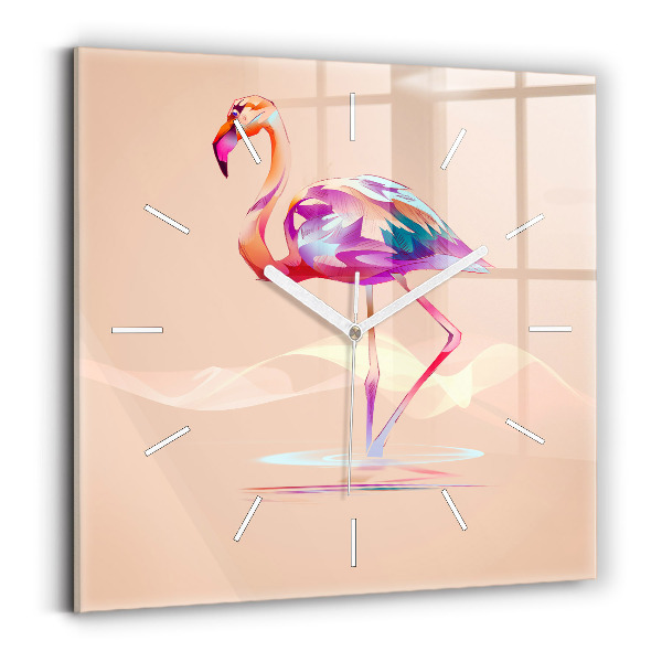 Szögletes fali üvegóra Flamingo illusztráció
