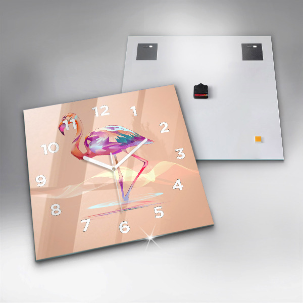 Szögletes fali üvegóra Flamingo illusztráció