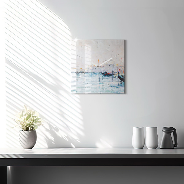 Szögletes fali üvegóra Olajfestmény yacht tenger