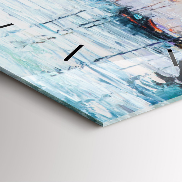 Szögletes fali üvegóra Olajfestmény yacht tenger