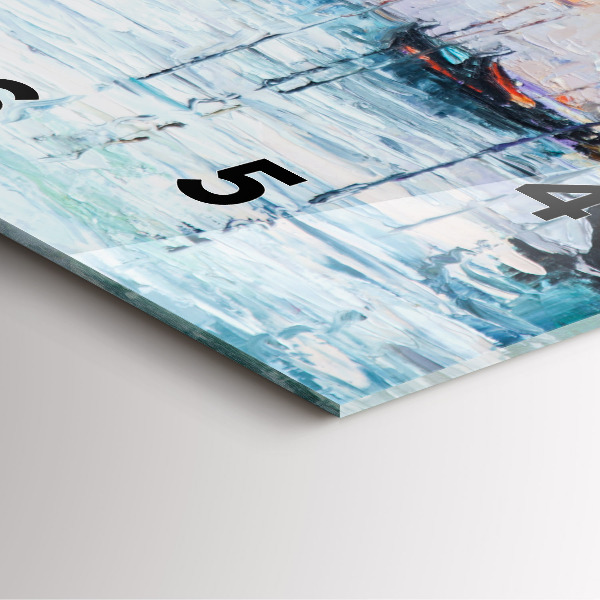 Szögletes fali üvegóra Olajfestmény yacht tenger