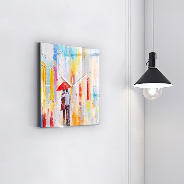 Szögletes fali üvegóra Pár az esőben