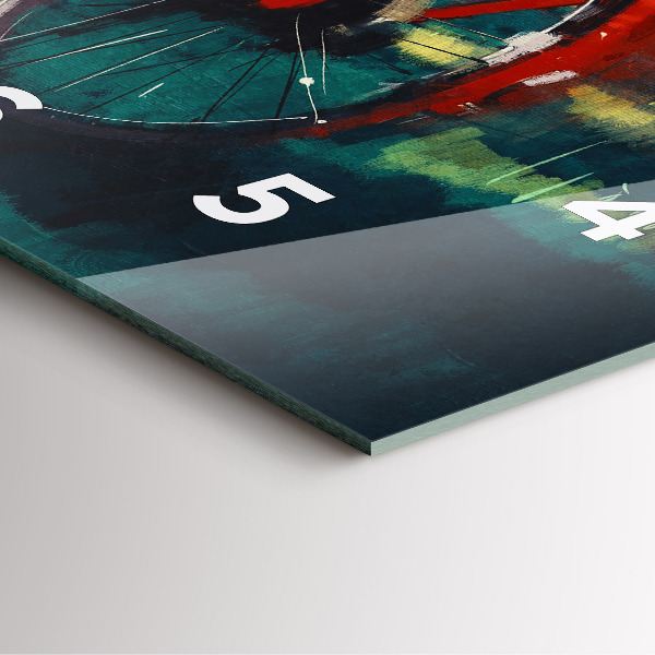 Szögletes fali üvegóra Festett bicikli