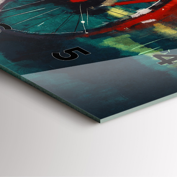 Szögletes fali üvegóra Festett bicikli