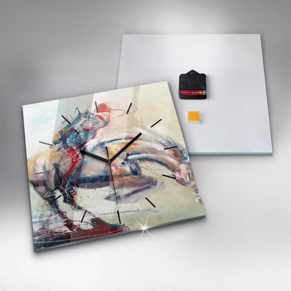 Szögletes fali üvegóra Vágtató lovak illusztrációja