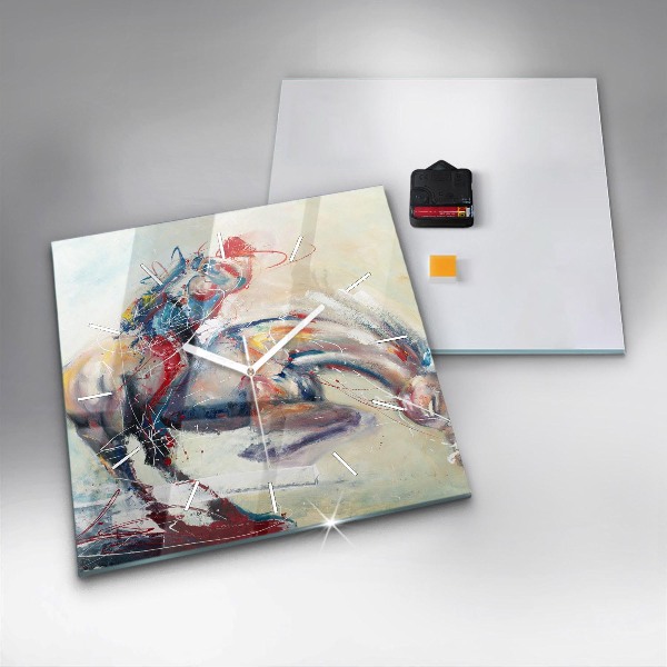 Szögletes fali üvegóra Vágtató lovak illusztrációja