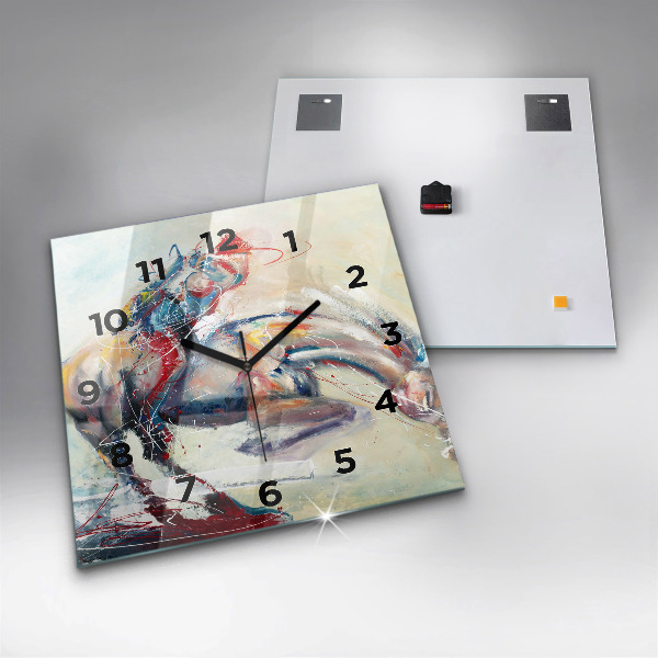 Szögletes fali üvegóra Vágtató lovak illusztrációja