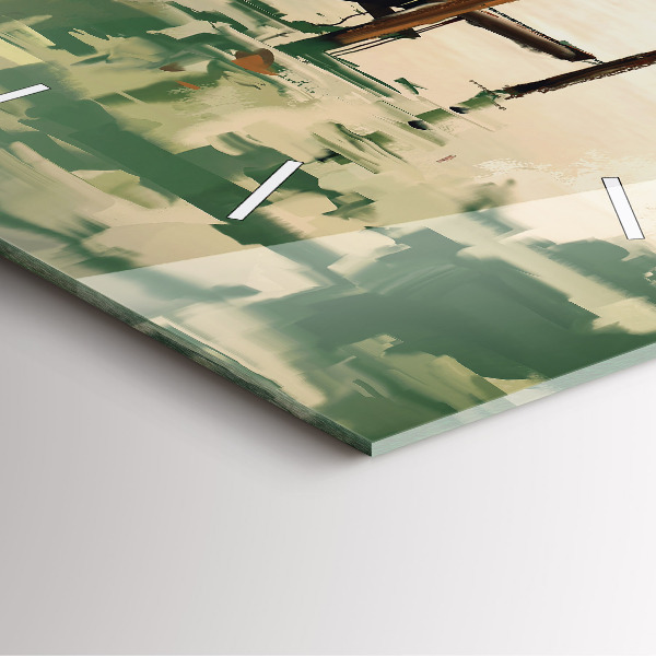 Szögletes fali üvegóra Halászhajók a kikötőben