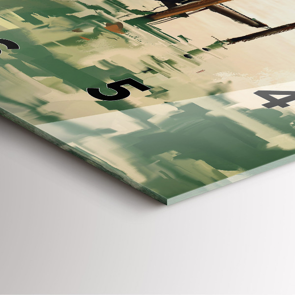 Szögletes fali üvegóra Halászhajók a kikötőben