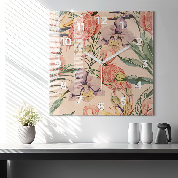 Szögletes fali üvegóra Trópusi pálmalevél