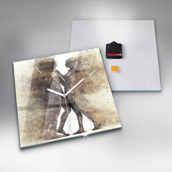 Szögletes fali üvegóra Absztrakt emberek homok