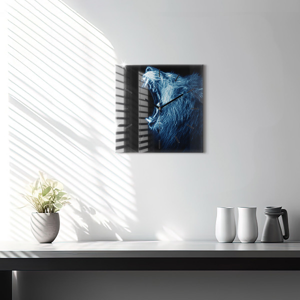 Szögletes fali üvegóra Vad oroszlán