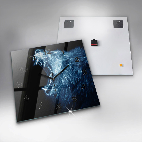 Szögletes fali üvegóra Vad oroszlán