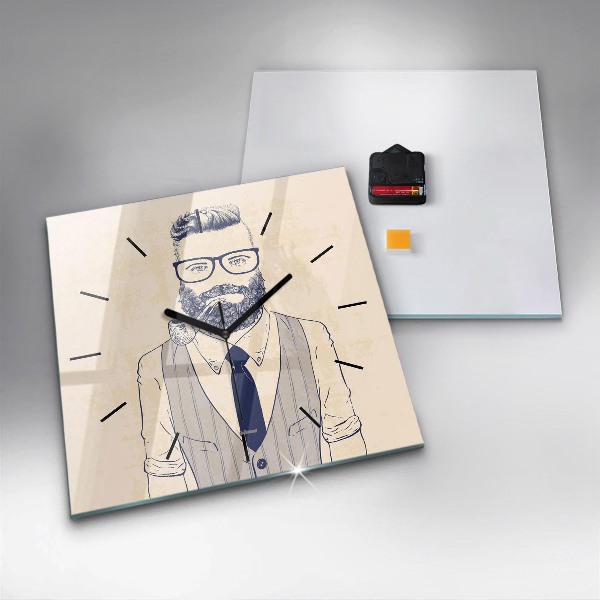 Szögletes fali üvegóra Szakállas férfi