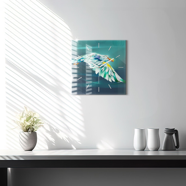 Szögletes fali üvegóra Egy repülő sas képe