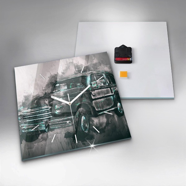 Szögletes fali üvegóra Old School Car