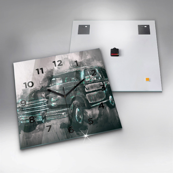 Szögletes fali üvegóra Old School Car