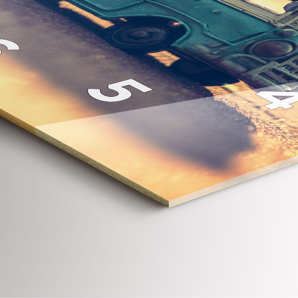 Szögletes fali üvegóra Lakókocsi a tengerparton