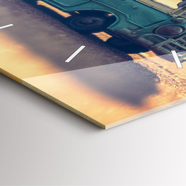 Szögletes fali üvegóra Lakókocsi a tengerparton