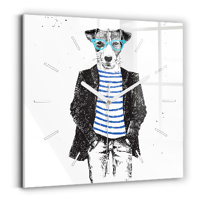 Szögletes fali üvegóra Kutya az emberi testben