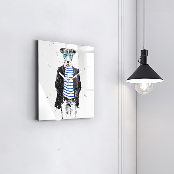 Szögletes fali üvegóra Kutya az emberi testben