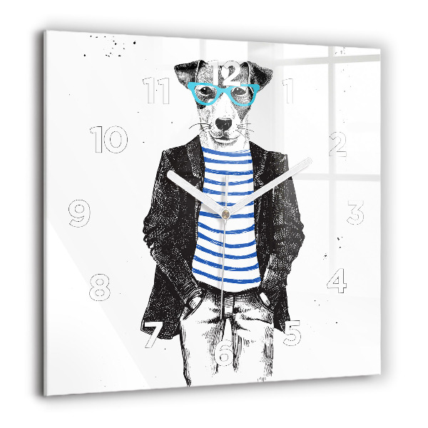 Szögletes fali üvegóra Kutya az emberi testben