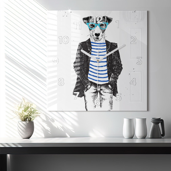 Szögletes fali üvegóra Kutya az emberi testben