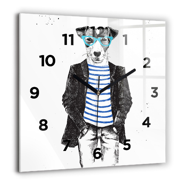 Szögletes fali üvegóra Kutya az emberi testben