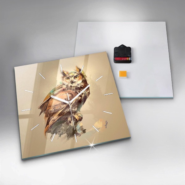 Szögletes fali üvegóra Bagoly - a bölcsesség jele