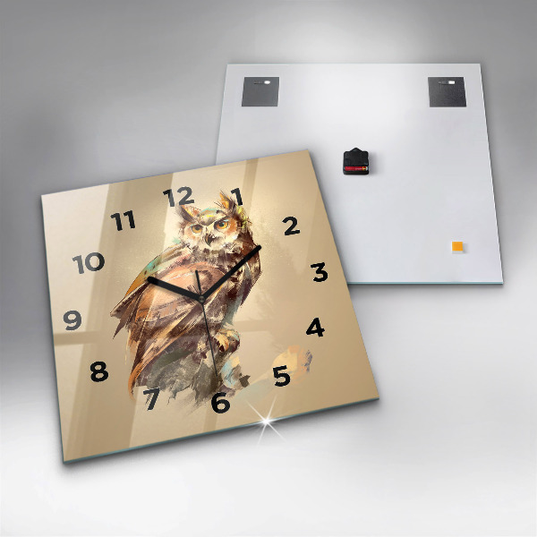 Szögletes fali üvegóra Bagoly - a bölcsesség jele