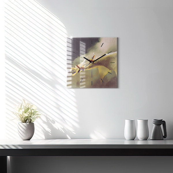 Szögletes fali üvegóra Sárkánylovas illusztráció