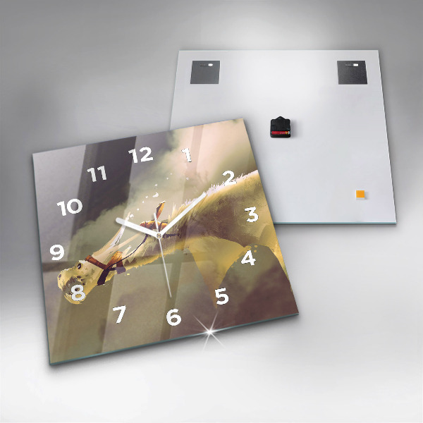 Szögletes fali üvegóra Sárkánylovas illusztráció