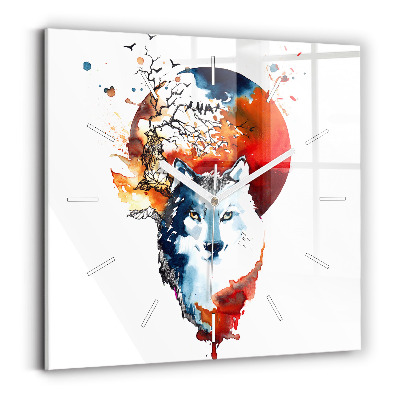 Szögletes fali üvegóra A farkas és a telihold