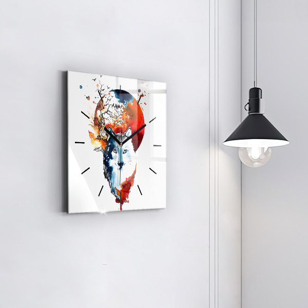 Szögletes fali üvegóra A farkas és a telihold