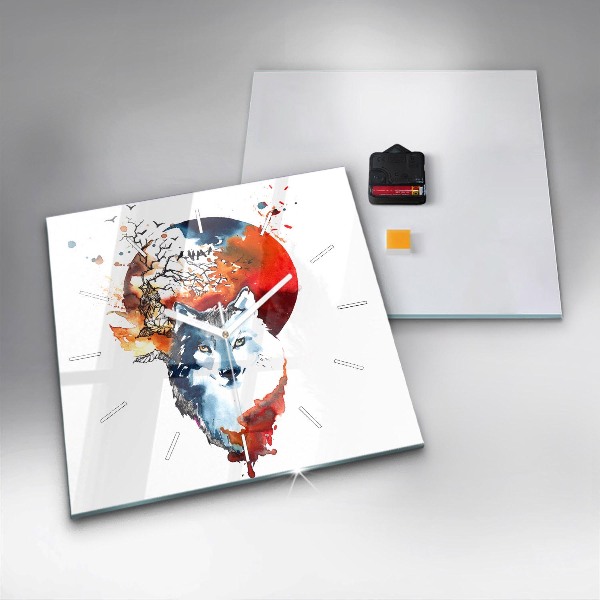 Szögletes fali üvegóra A farkas és a telihold