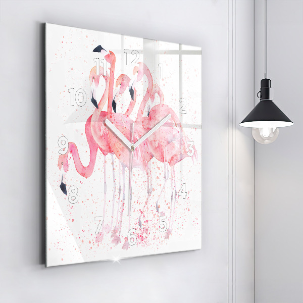 Szögletes fali üvegóra Egy csomó flamingót