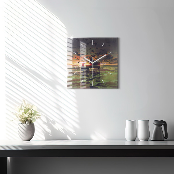 Szögletes fali üvegóra Koncert a tengerparton