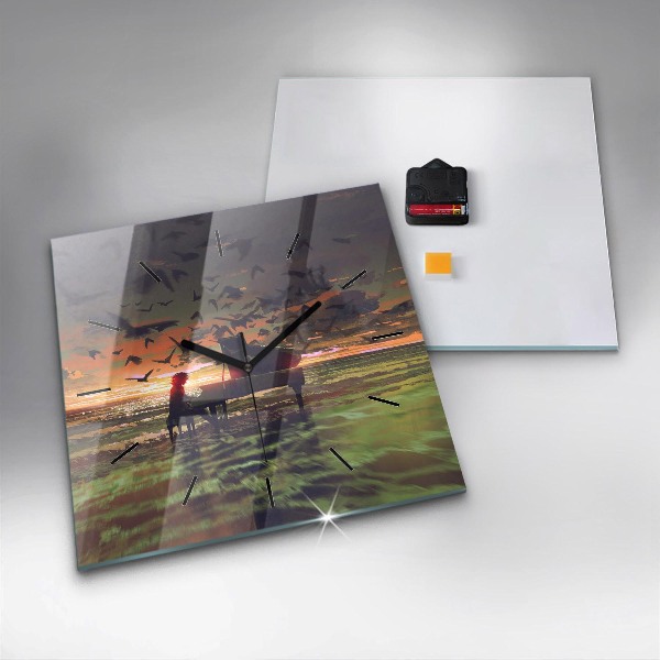 Szögletes fali üvegóra Koncert a tengerparton