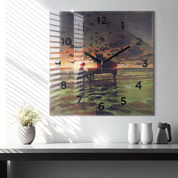 Szögletes fali üvegóra Koncert a tengerparton