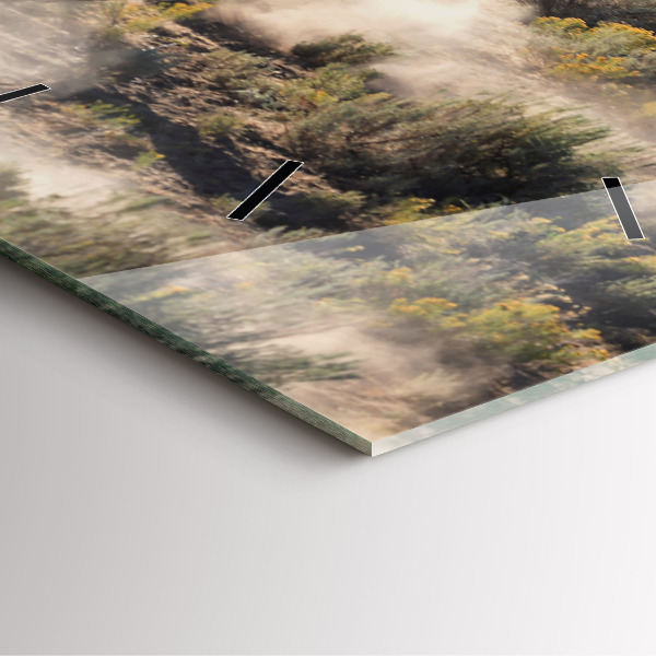 Szögletes fali üvegóra Rohanó lovak csordája