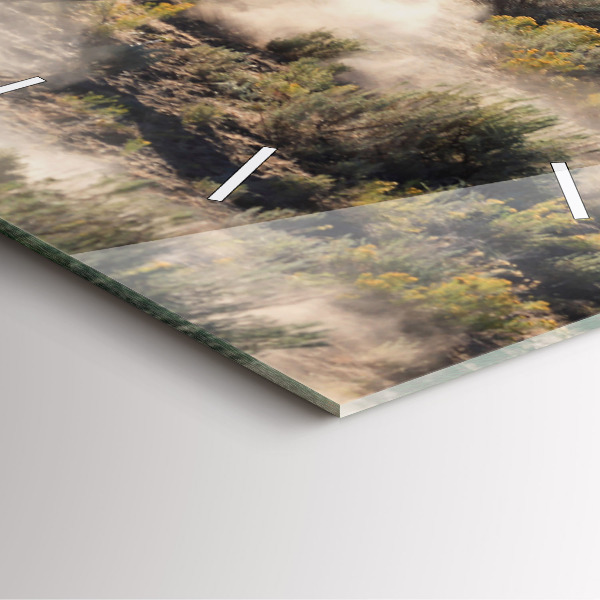 Szögletes fali üvegóra Rohanó lovak csordája