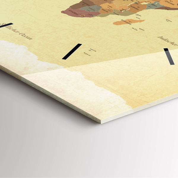 Szögletes fali üvegóra Vintage világtérkép