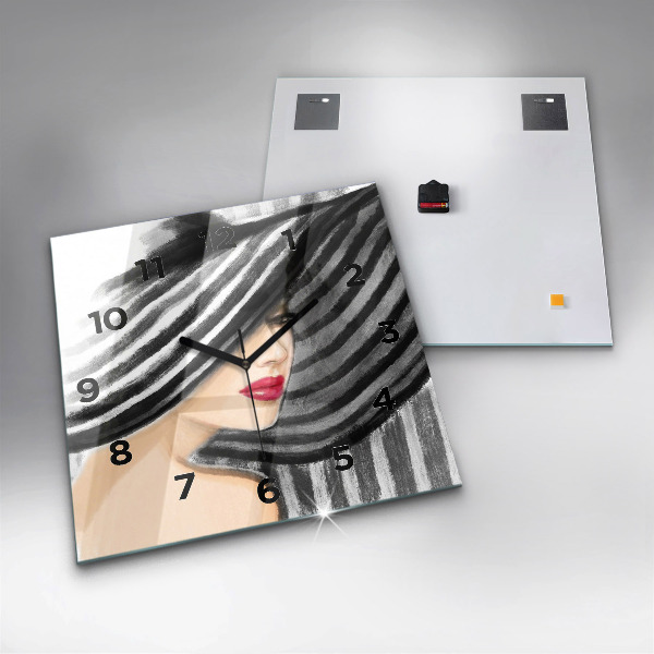 Szögletes fali üvegóra Fekete-fehér nő