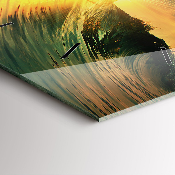 Szögletes fali üvegóra Hullámok naplemente perspektívája