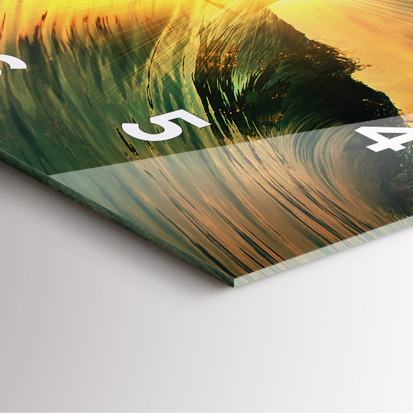 Szögletes fali üvegóra Hullámok naplemente perspektívája