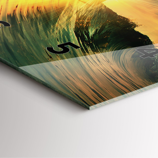 Szögletes fali üvegóra Hullámok naplemente perspektívája