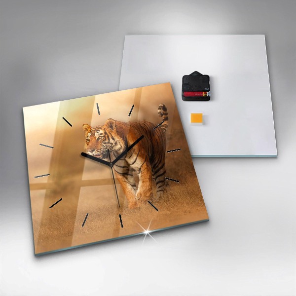 Szögletes fali üvegóra Vadásztigris