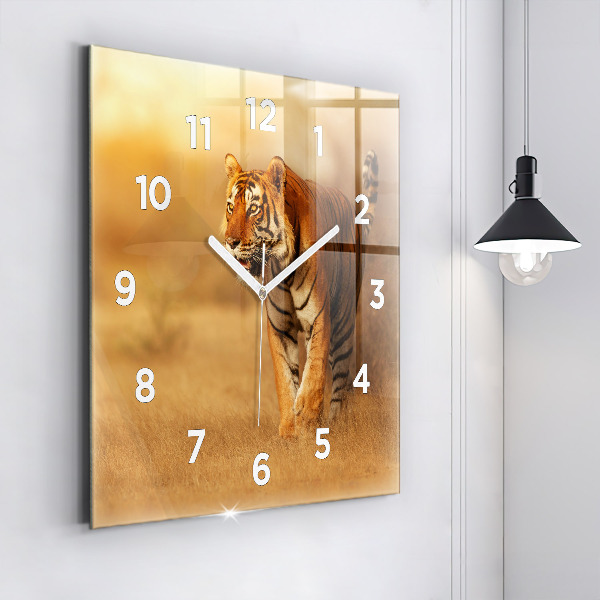 Szögletes fali üvegóra Vadásztigris
