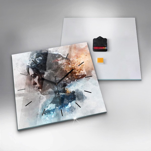 Szögletes fali üvegóra Absztrakt arcok